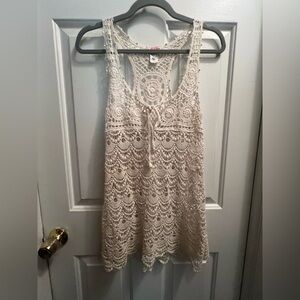 Body Central Cream Crochet Swim Coverup